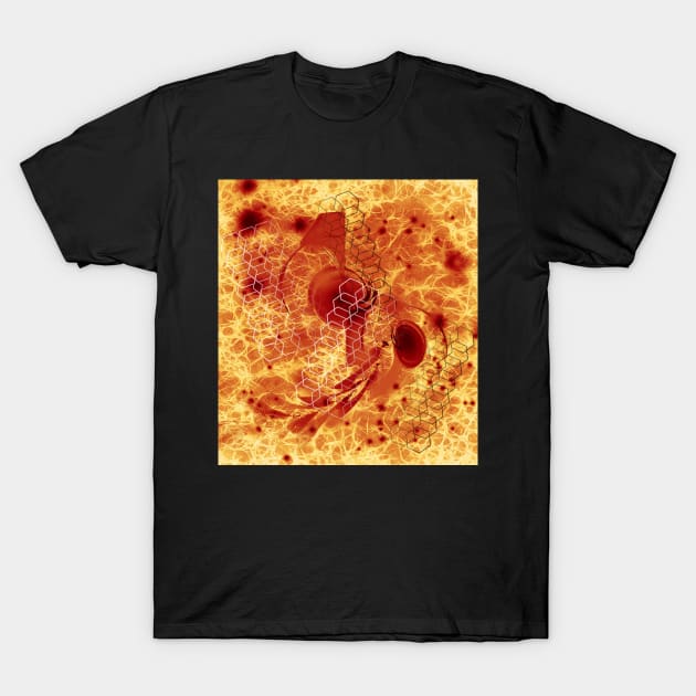 Alien bee hive in orange space T-Shirt by hereswendy